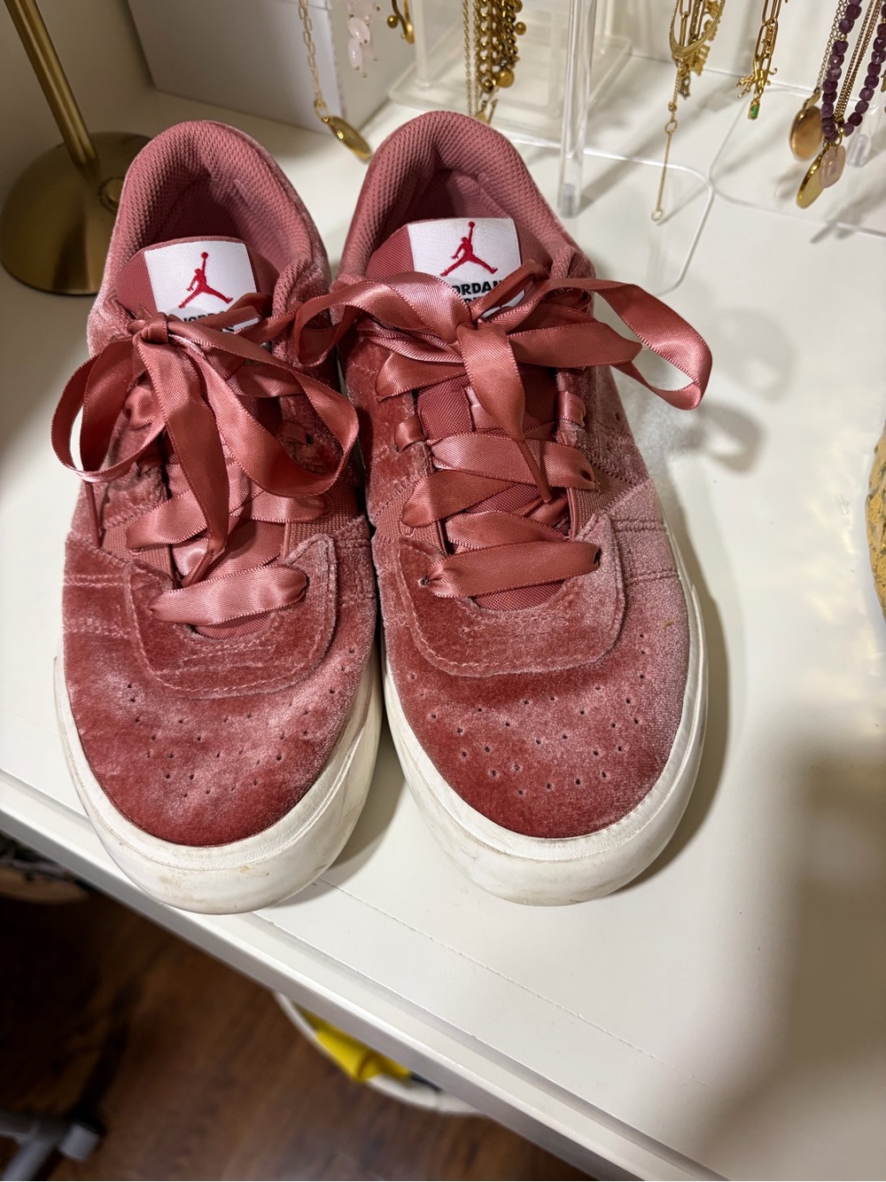 Jordan Low-Top Sneakers in Dusty Rose Velvet